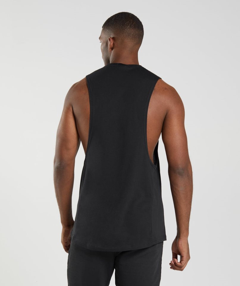 Men's Gymshark React Drop Arm Tanks Black | CA 7038DN